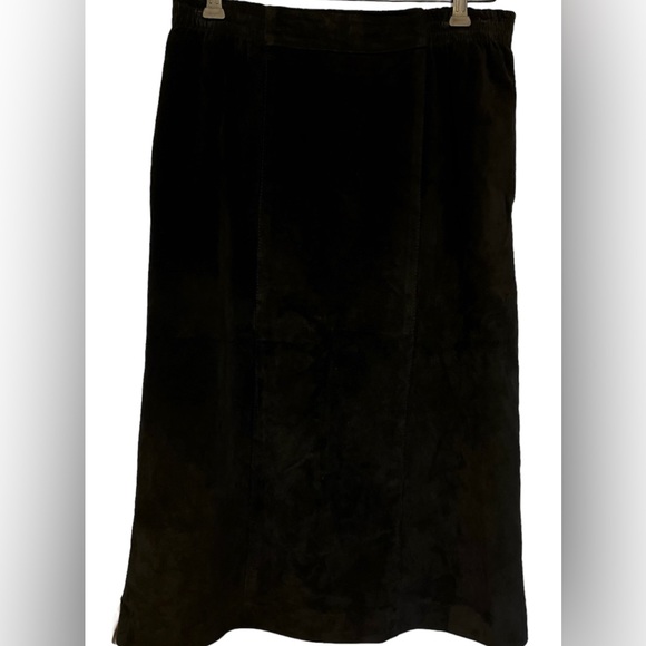 Vintage Danier Black Leather Midi Skirt Sz 12 - Picture 2 of 14